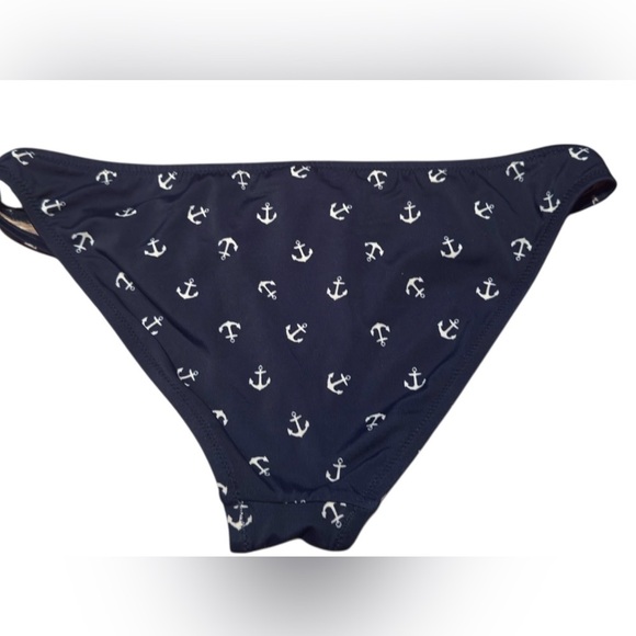 J Crew Navy Anchor Print Nautical Bikini Bottom Size Small - Picture 2 of 5